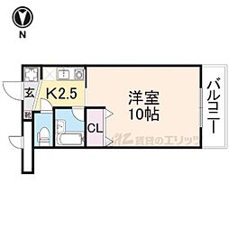 サンタウン竹鼻B棟 1Kの間取図画像