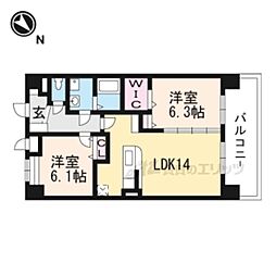 スカイピア彦根 2LDKの間取図画像