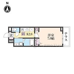 JR湖西線 大津京駅 徒歩9分の賃貸アパート 1階1Kの間取り