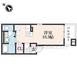 JR東海道・山陽本線 瀬田駅 徒歩11分の賃貸アパート 2階ワンルームの間取り