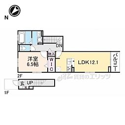 シエルクラスかわせみ 2階1LDKの間取り