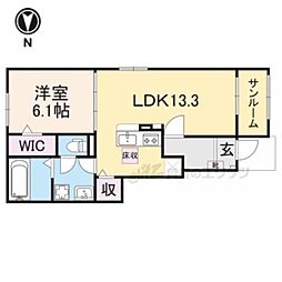 JR草津線 甲南駅 徒歩11分の賃貸アパート 1階1LDKの間取り