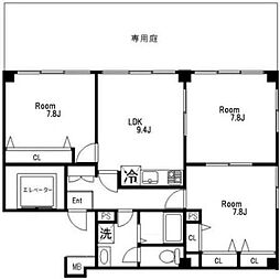 エムメイト綱町 1階3LDKの間取り