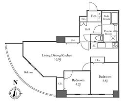 リバーシティ21イーストタワーズ2 2LDKの間取図画像