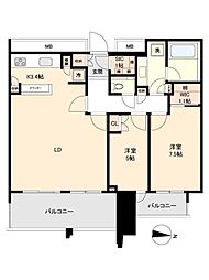 スカイズタワー&ガーデン 2LDKの間取図画像