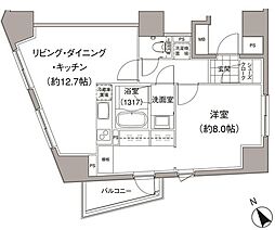 パークハビオ元麻布 1LDKの間取図画像
