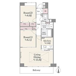 メゾンシャルム 2LDKの間取図画像