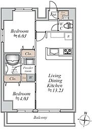 グランカーサ大島 2LDKの間取図画像