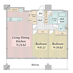 レジディア西麻布 2LDKの間取図画像
