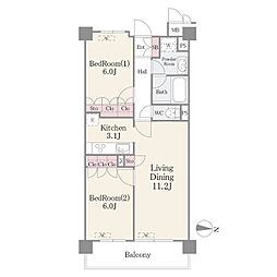 フェールメゾン西大島 2LDKの間取図画像