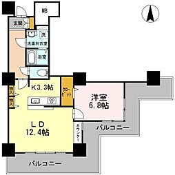 品川シーサイドビュータワー1 1LDKの間取図画像