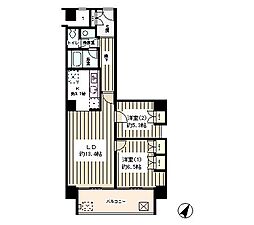 リバー&タワー 2LDKの間取図画像