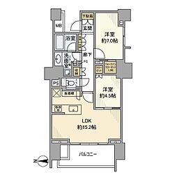 HARUMIFLAGPARKVILLAGEC棟 2LDKの間取図画像