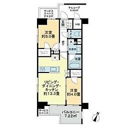 ジオ目黒 2LDKの間取図画像