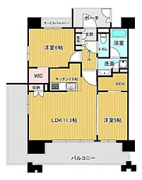 オークプレイス目黒リバーテラス 2LDKの間取図画像