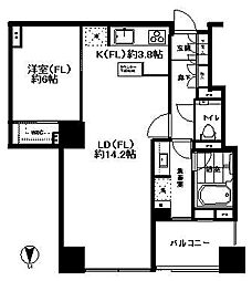 シティタワーズ豊洲ザ・ツインN棟 1LDKの間取図画像