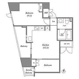 CAVANA+麻布台 2LDKの間取図画像