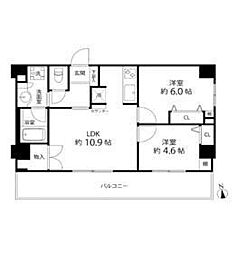 デュオステージ白金高輪 2LDKの間取図画像