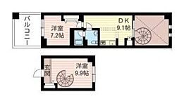 レジデンスシャルマン月島 2DKの間取図画像