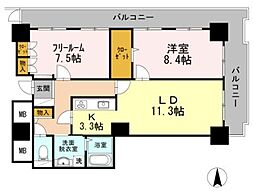 品川シーサイドビュータワー2 2LDKの間取図画像