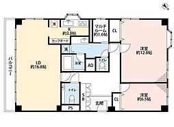 麻布広尾ナショナルコート 2SLDKの間取図画像