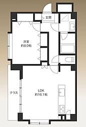 エスタシオン月島 1LDKの間取図画像