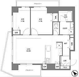 プロスペクト清澄庭園 2LDKの間取図画像