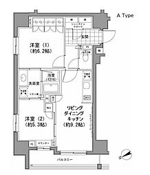 パークハビオ八丁堀 2LDKの間取図画像