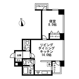 レジディアタワー麻布十番 1LDKの間取図画像