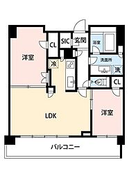 レジディア赤坂 2LDKの間取図画像