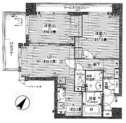 セザール小伝馬町 2LDKの間取図画像