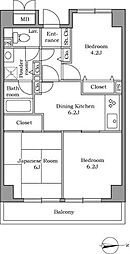 レジディア芝浦 3DKの間取図画像