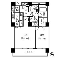 リバーポイントタワー 1LDKの間取図画像