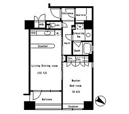 パークアクシス南麻布 1LDKの間取図画像