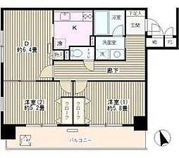 グランス木場公園 2DKの間取図画像