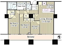 パークコート麻布十番ザ・タワー 3LDKの間取図画像