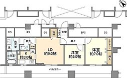 日本橋安田スカイゲート 2LDKの間取図画像