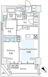 グランパセオ西麻布2 2LDKの間取図画像