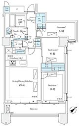 三田ガーデンヒルズウエストヒル 3LDKの間取図画像