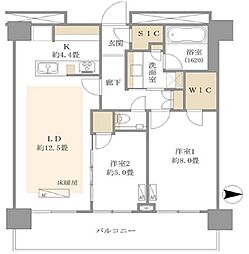 グランドメゾン白金の杜ザ・タワー 2LDKの間取図画像