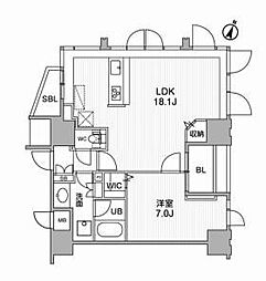 東神田テラスレジデンス 1LDKの間取図画像