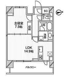 M白金台 1LDKの間取図画像