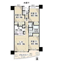メゾンシャルム 3LDKの間取図画像