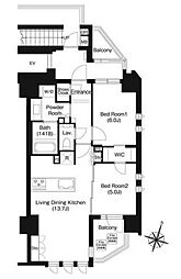 ジオイド三番町 2LDKの間取図画像