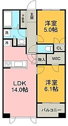 パークホームズセントラルシティ中央区湊 2LDKの間取図画像
