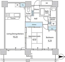 セルリアンホームズ勝どき 2LDKの間取図画像
