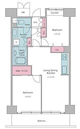 レジディア芝浦 2LDKの間取図画像