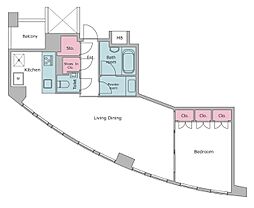 レジディアタワー乃木坂 1LDKの間取図画像