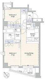 デュオフラッツ赤坂 2LDKの間取図画像