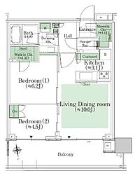 HARUMIFLAGPARKVILLAGET棟 2LDKの間取図画像